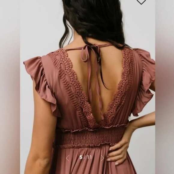 Baltic Born Jasmine Ruffle Maxi Dress in Rosy Brown Size Small - Picture 10 of 10